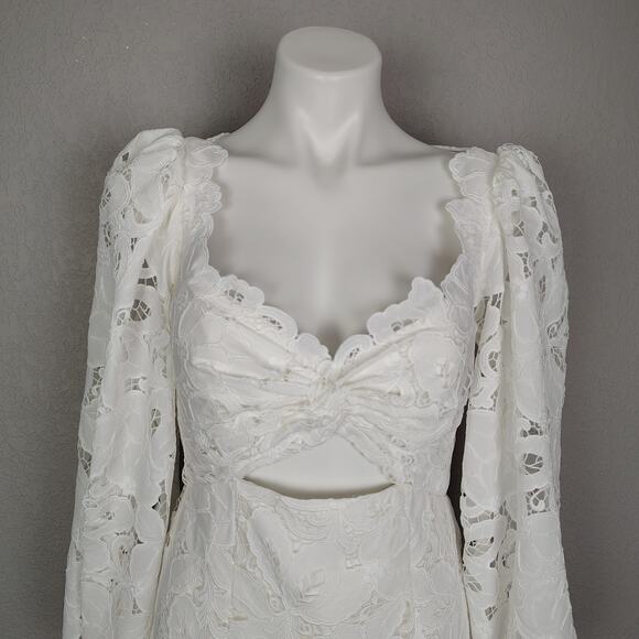 Jenny Yoo Chaya Levine Embroidered Cutout Fabric White Mini Dress Size 10 - Picture 11 of 16